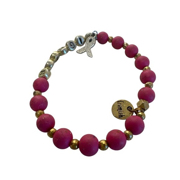 Erimish Pink Breast Cancer Awareness Bracelet With Fight Beads - Picture 3 of 3